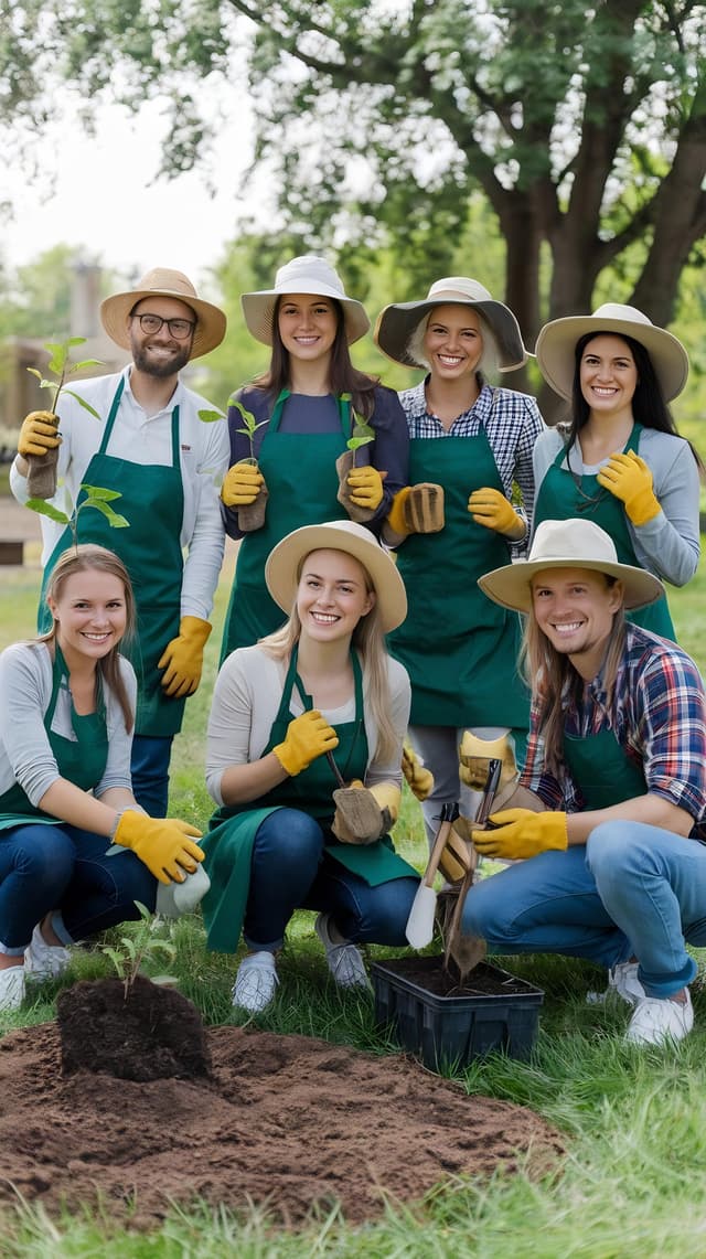 Community of organic farmers planting together